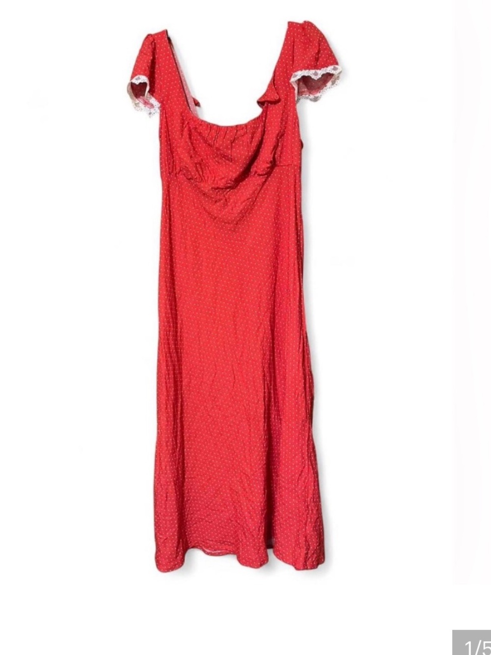 wild fable Red Polka Dot Maxi Dress with Lace Trim - Picture 3 of 4
